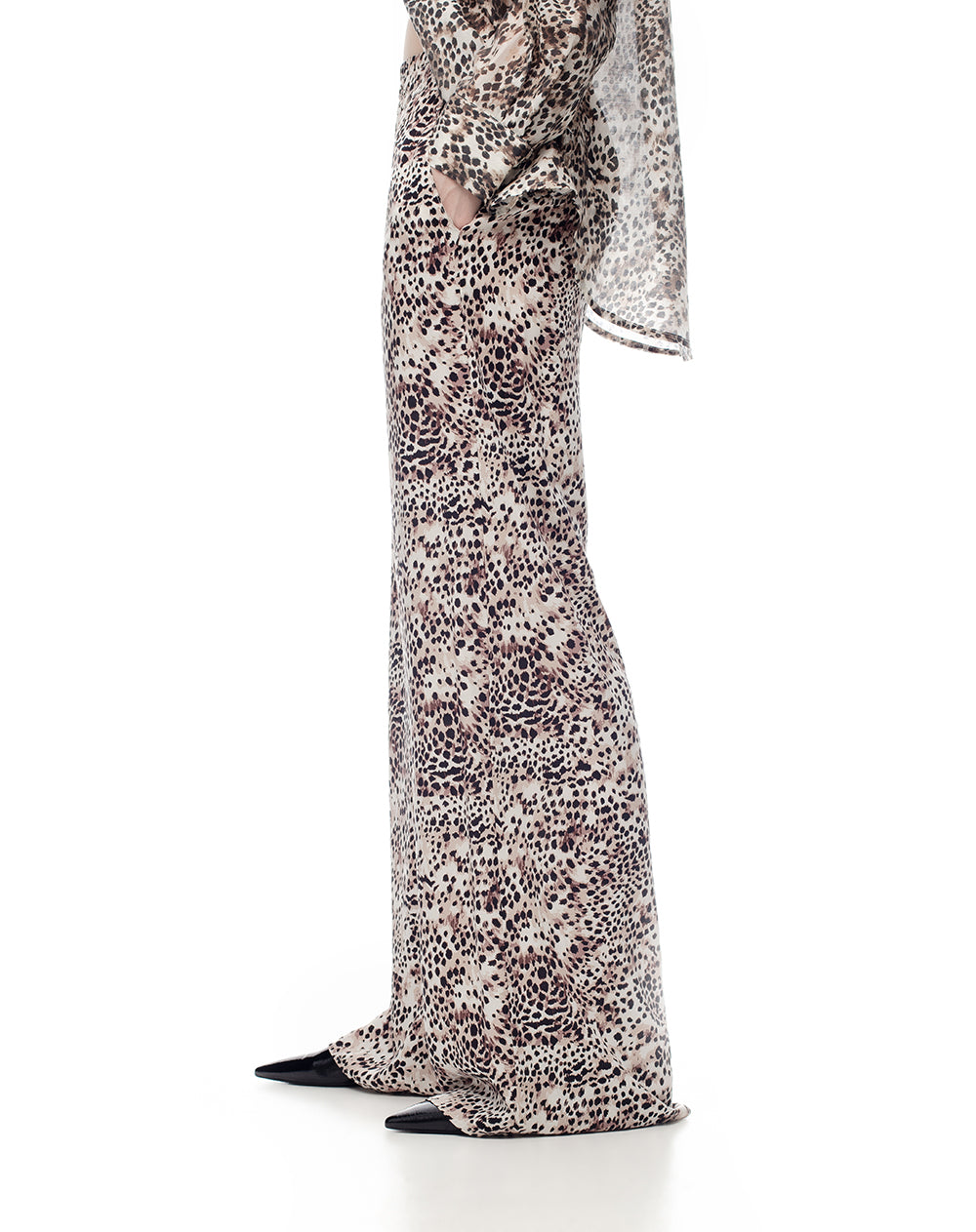 Pantalón wide leg tiro medio estampado mujer