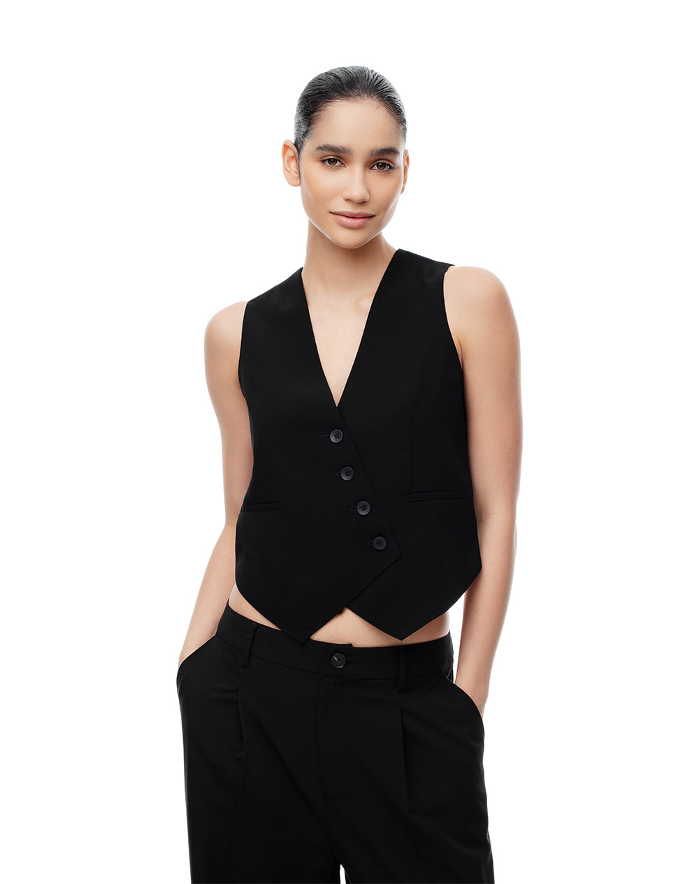 Chaleco fit sin capucha negro
