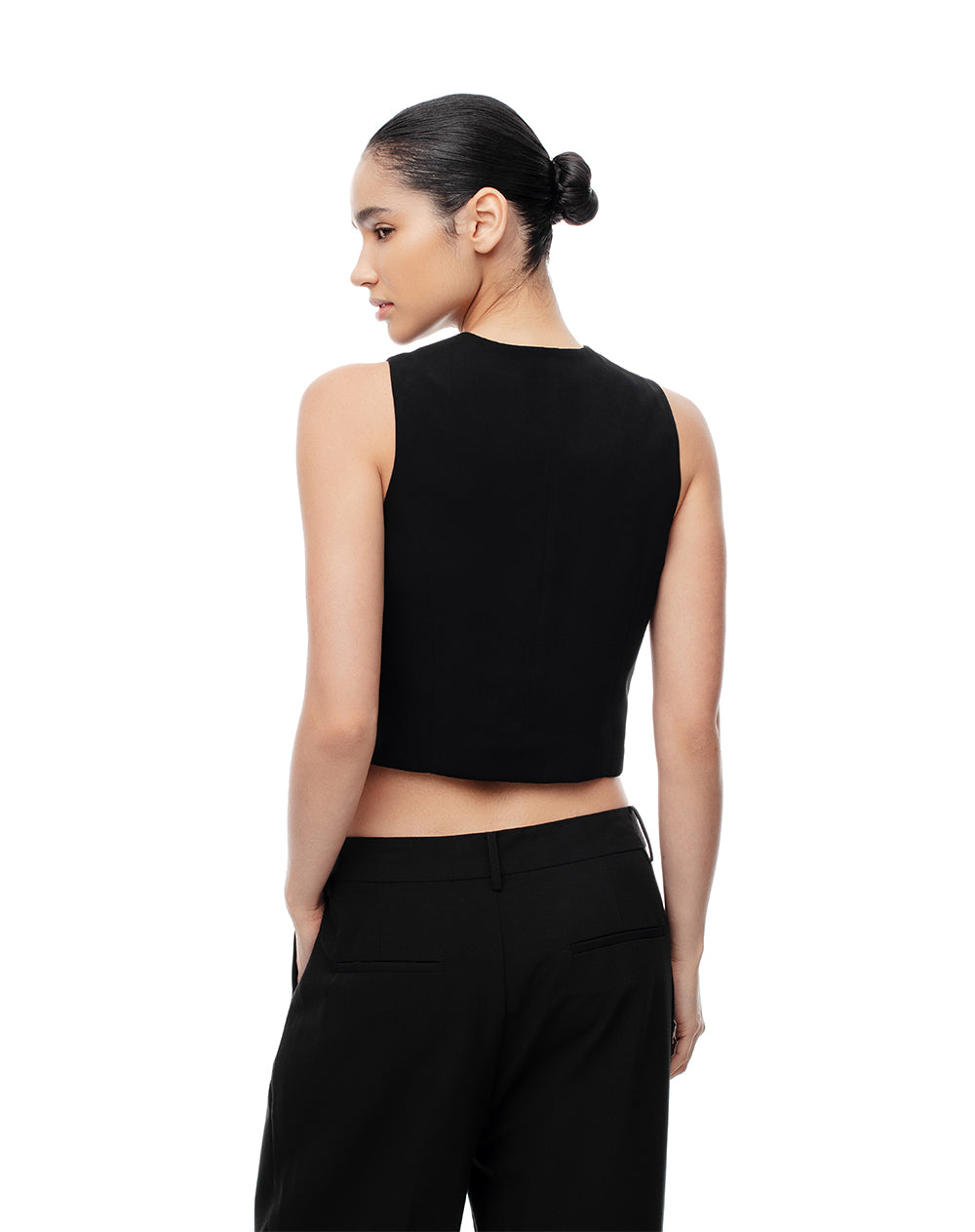 Chaleco sastre cruzado negro mujer