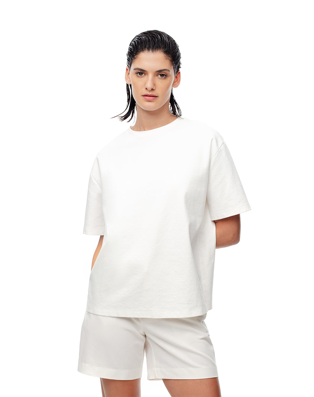 Camiseta Oversized Fit Manga Corta Blanca Estilo Amplio y Confortable