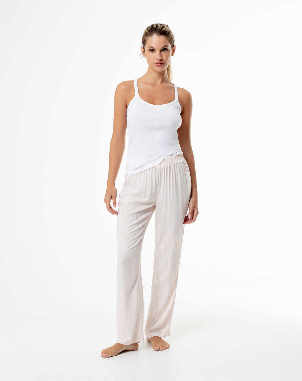 Pantalón Limi regular fit tiro medio crudo estampado