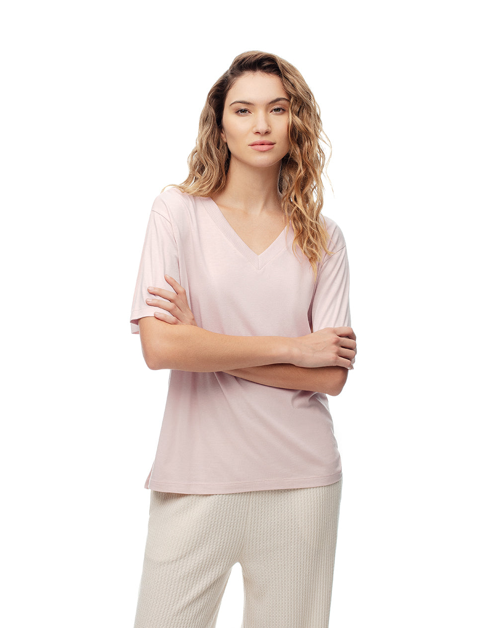 Camiseta relax rosada mujer