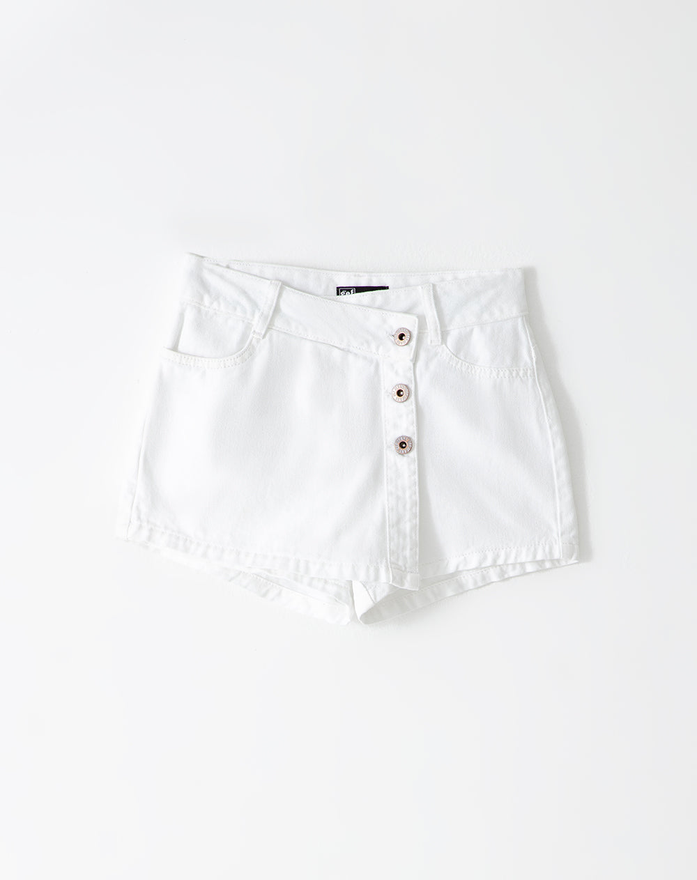 Falda short denim blanca niña