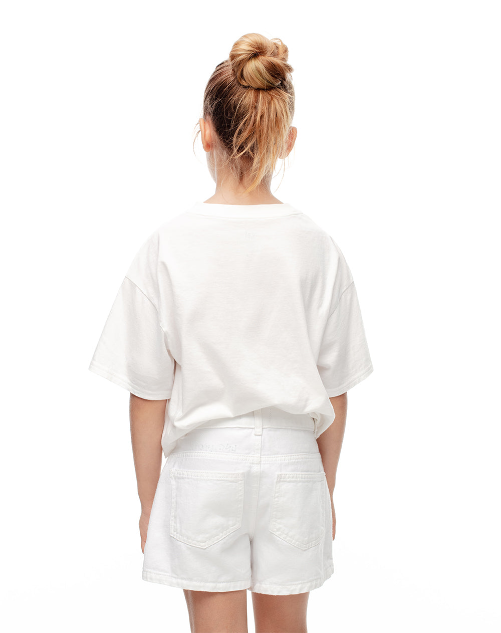 Falda short denim blanca niña