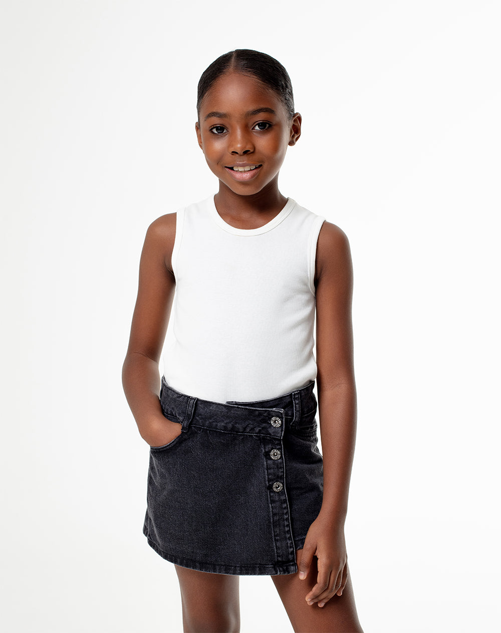 Falda Short Chicas Con Falda De Mezclilla Falda Short Tiro Medio