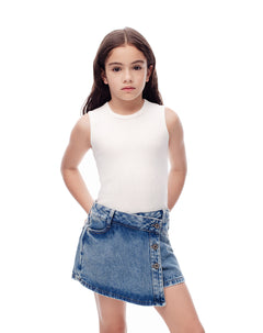 Falda short denim índigo oscuro niña