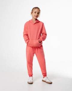Jogger regular tiro medio coral niña