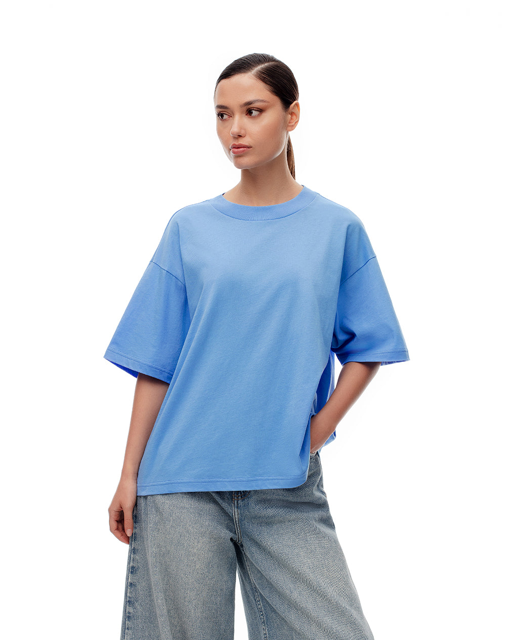 Camiseta relaxed fit manga corta azul