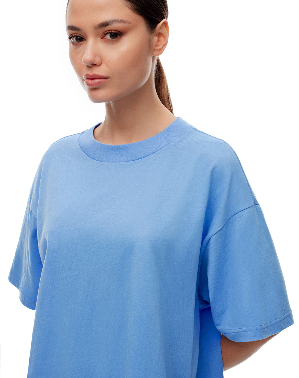 Camiseta oversize algodón azul mujer