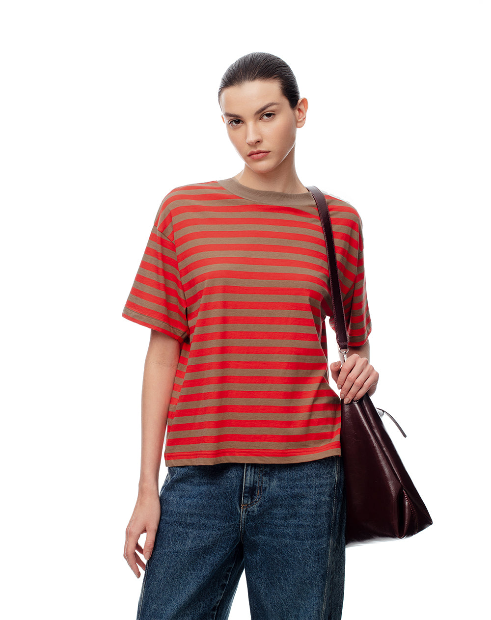 Camiseta oversize algodón rayas mujer