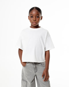 Camiseta oversize algodón blanca niña