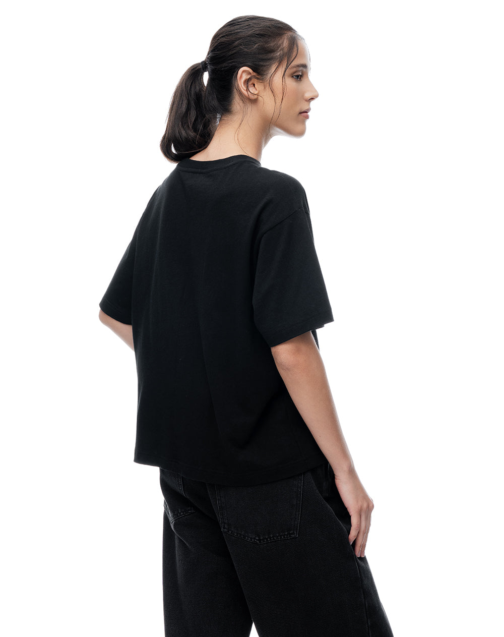 Camiseta oversize algodón negra mujer