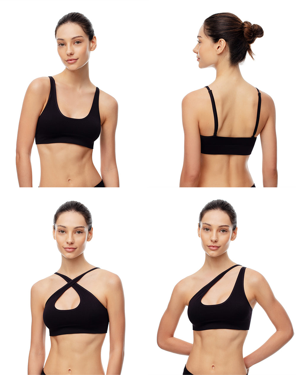 Top soporte medio cargaderas multiusos negro