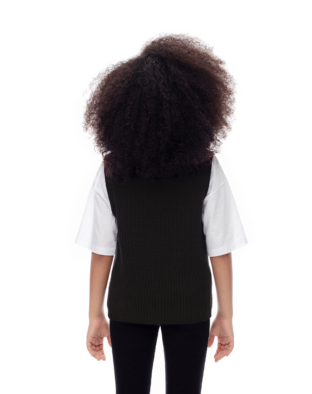 Chaleco oversize tejido negro niña