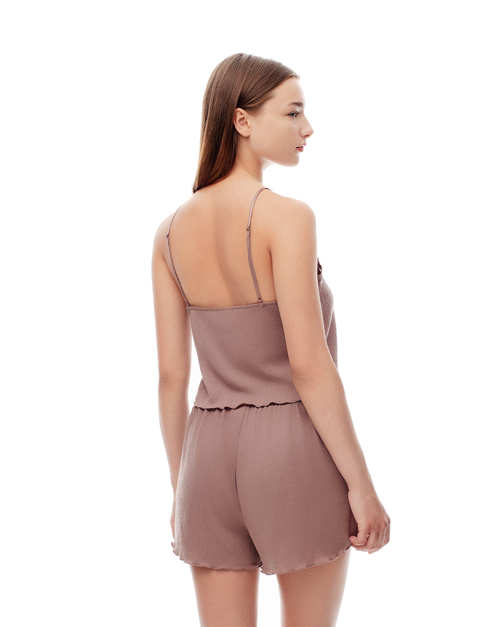 Blusa regular encaje café mujer