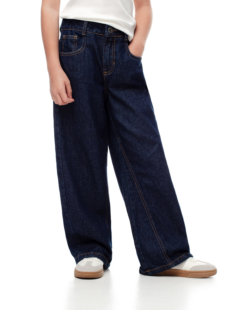 Jean wide leg tiro medio índigo oscuro niña
