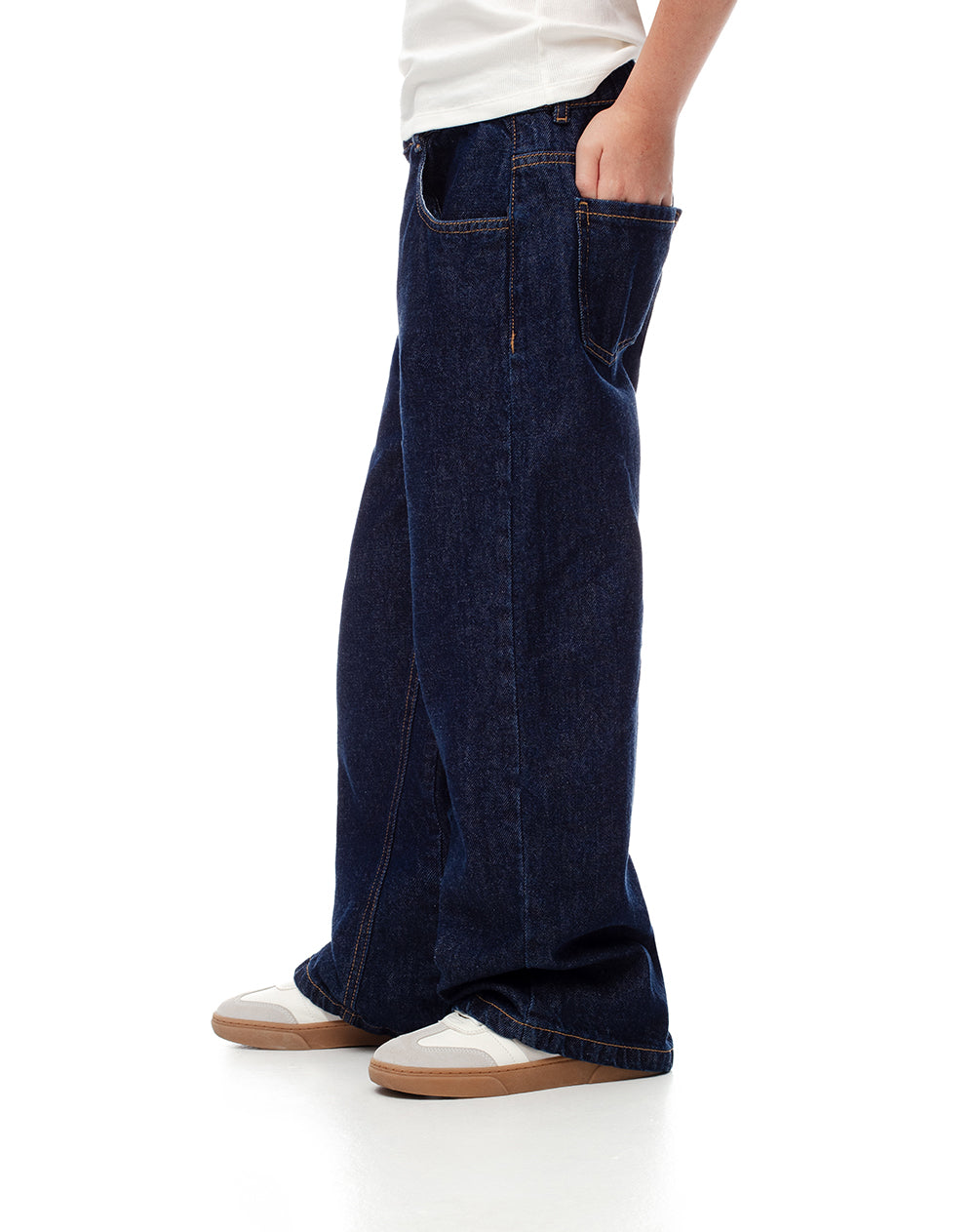 Jean wide leg tiro medio índigo oscuro niña