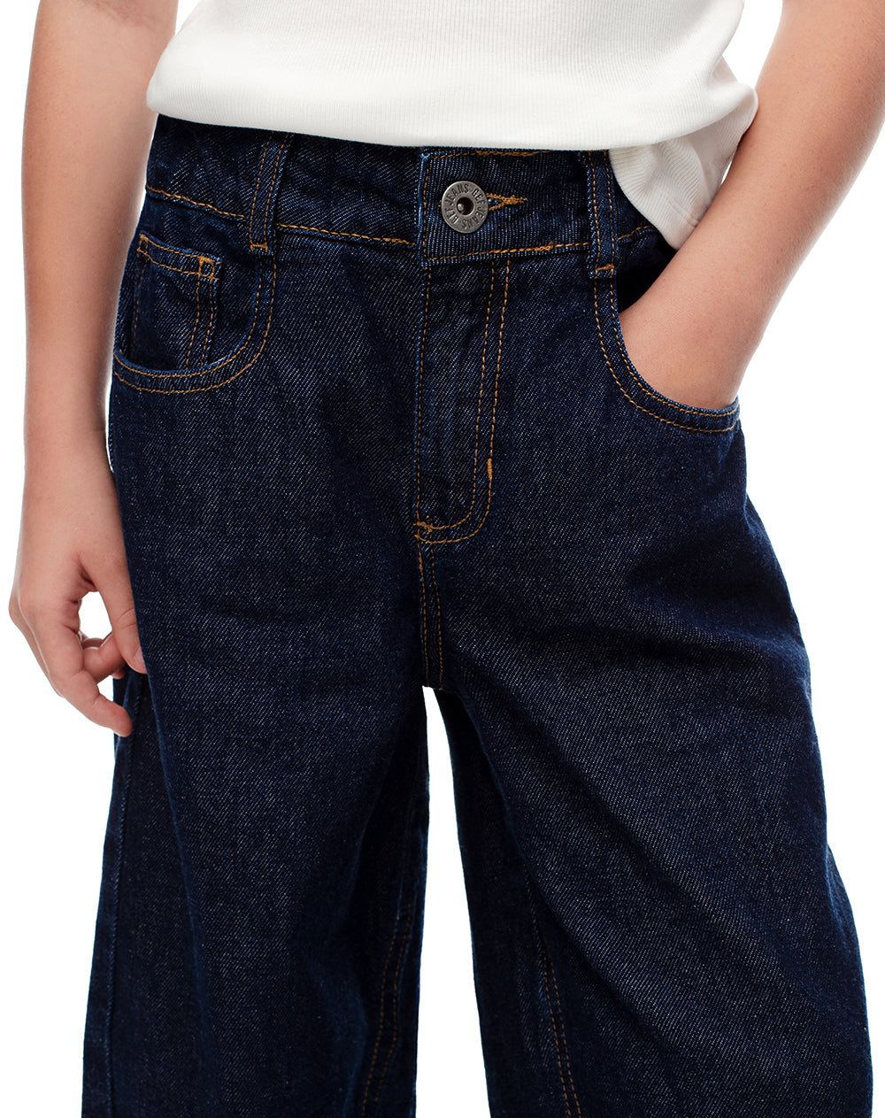 Jean wide leg tiro medio índigo oscuro niña