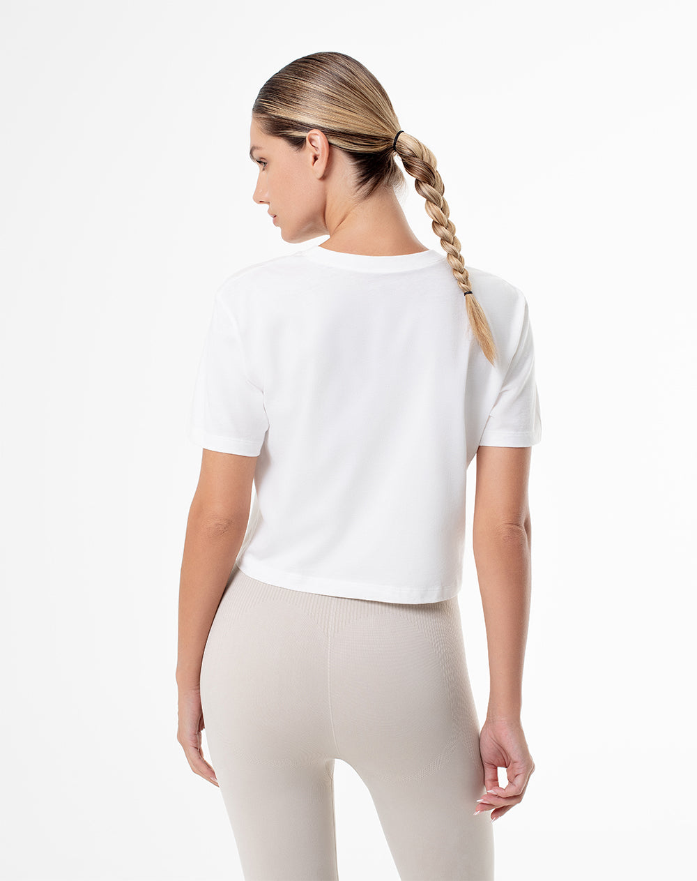 Camiseta crop regular algodón blanca mujer