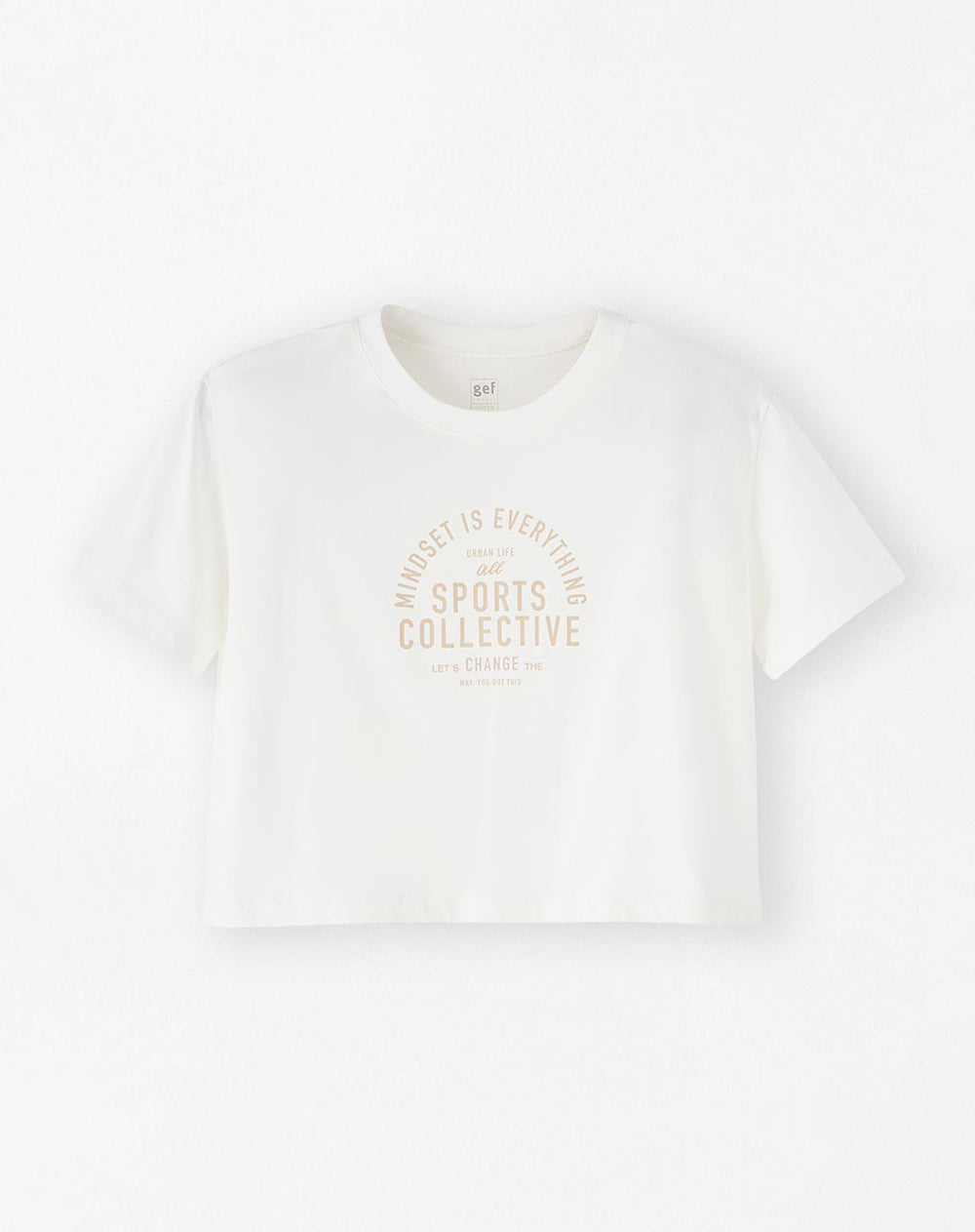 Camiseta crop regular algodón blanca mujer