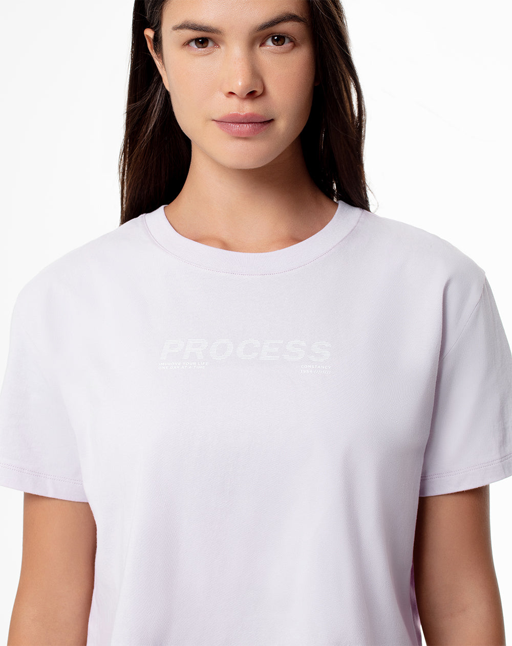 Camiseta crop regular algodón lila mujer
