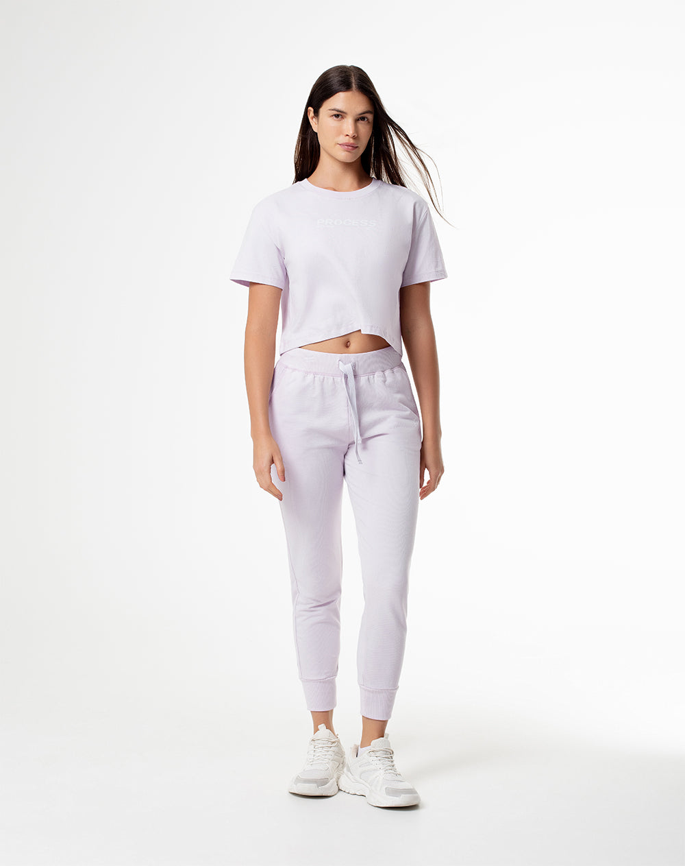 Camiseta crop regular algodón lila mujer