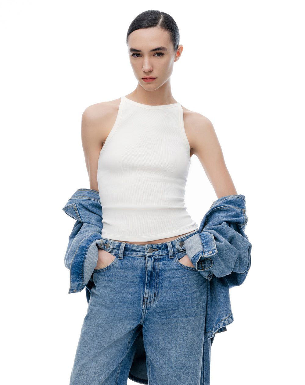 Camiseta esqueleto slim blanco mujer