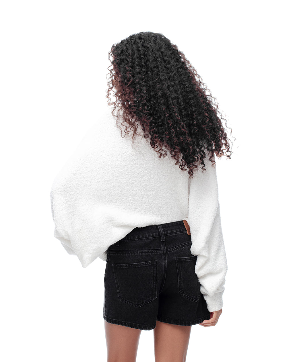 Falda short tiro alto denim negro mujer