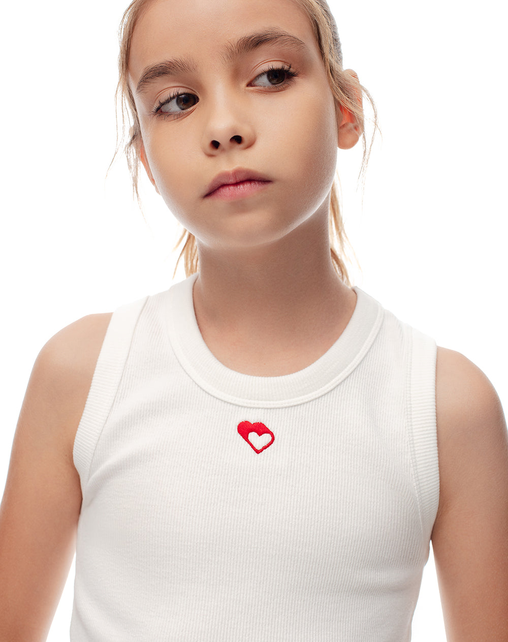 Camiseta esqueleto slim rib algodón vainilla niña