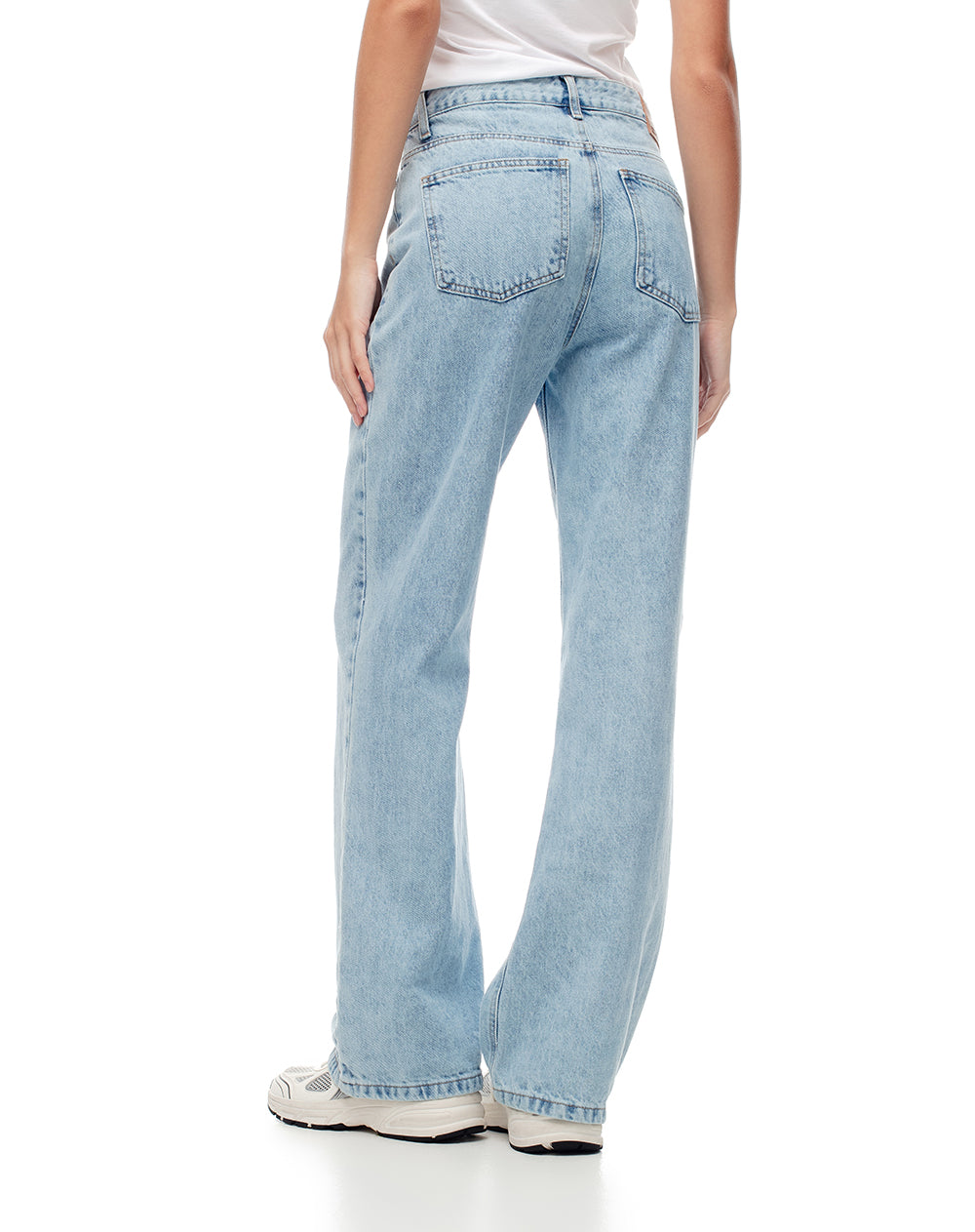 Jean recto tiro medio índigo claro mujer