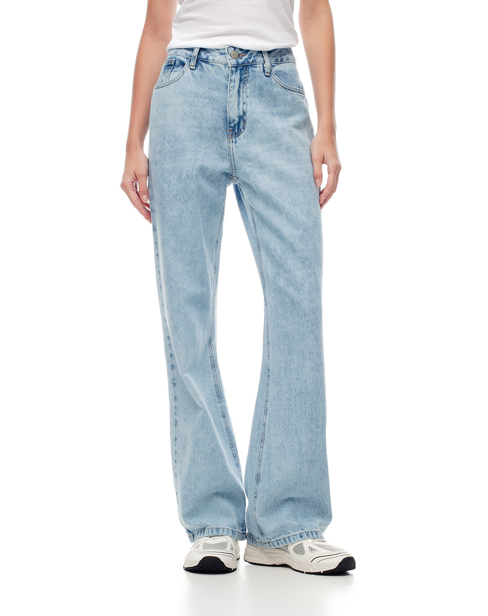 Jean recto tiro medio índigo claro mujer