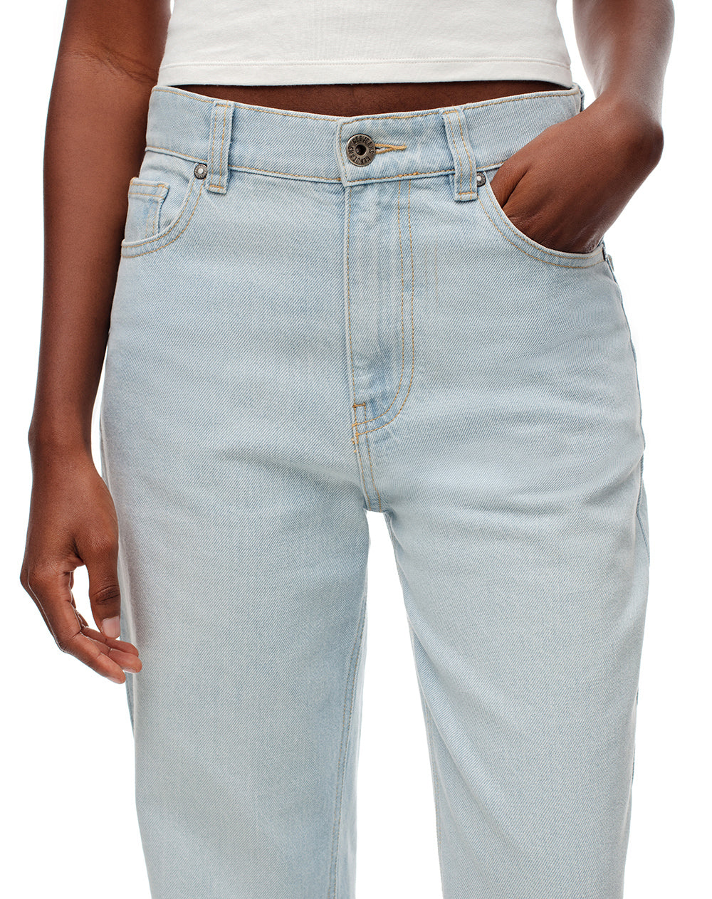 Jean recto tiro medio índigo claro mujer