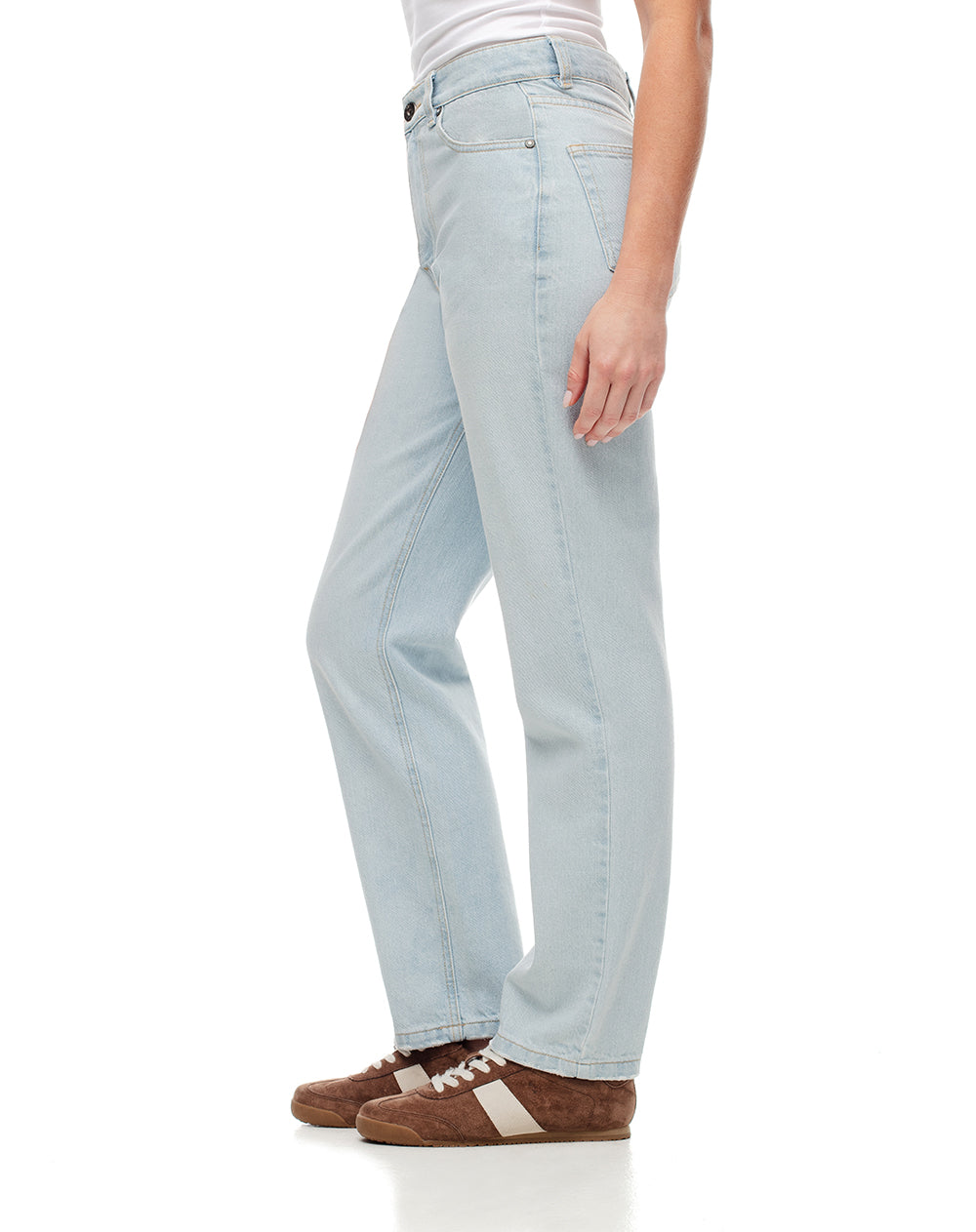 Jean recto tiro medio índigo claro mujer