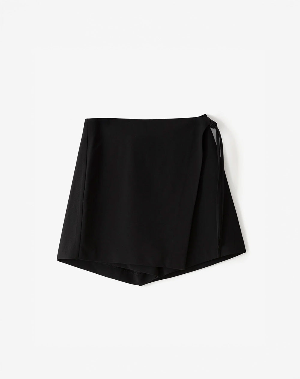 Falda short tiro medio cruzada anudada negra mujer