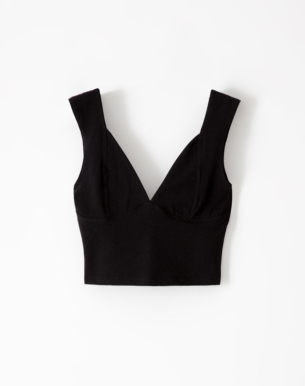 Crop top slim algodón negro mujer