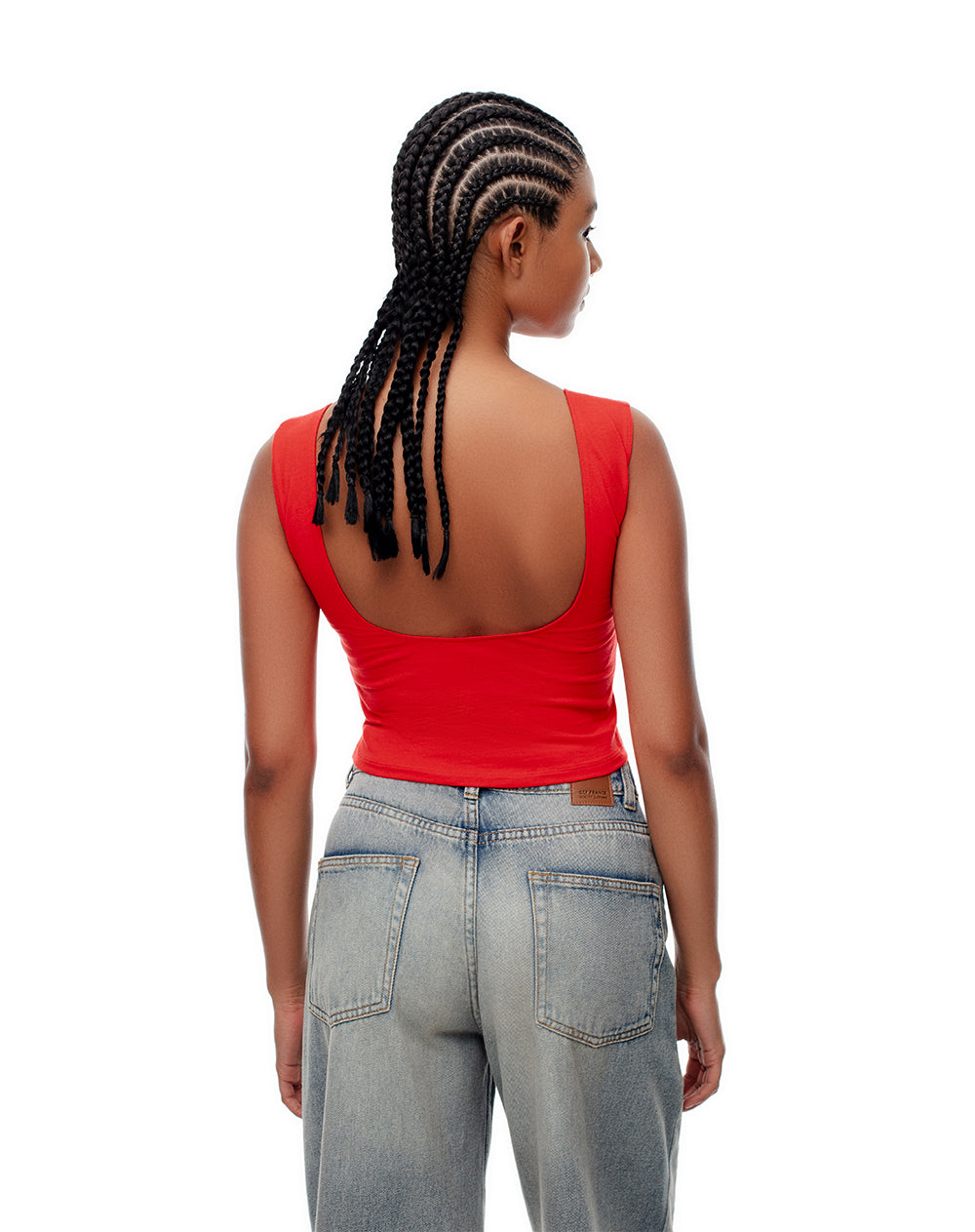 Crop top slim algodón roja mujer