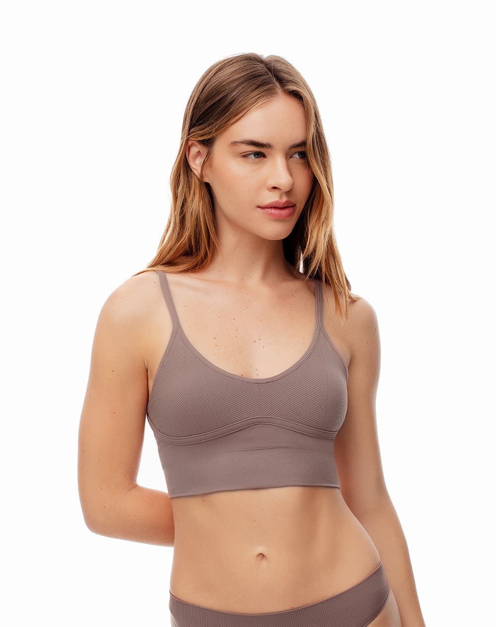Top soporte medio seamless café