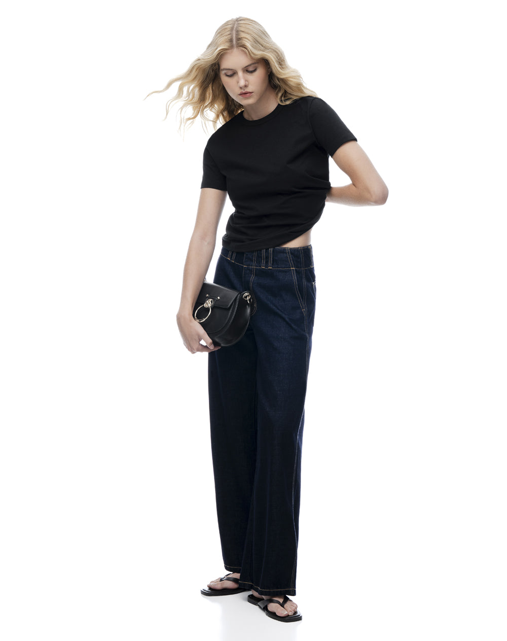 Jean wide leg tiro medio indigo osc mujer