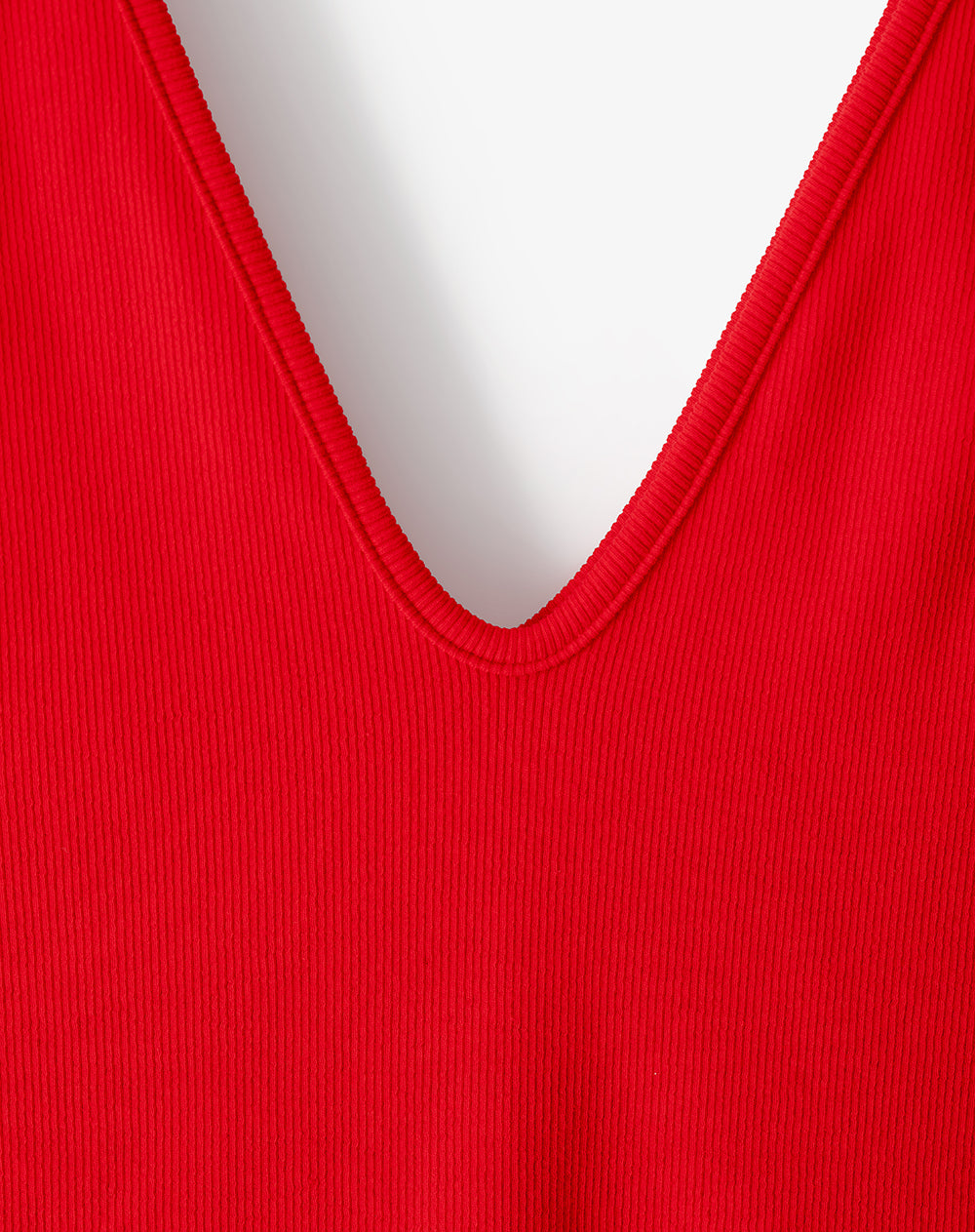 Camiseta manga sisa slim rib algodón roja mujer