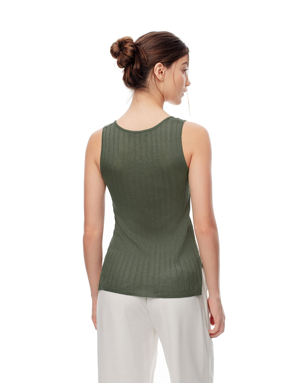 Camisate esquelero slim tejido de punto verde mujer