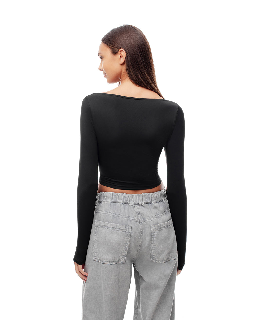 Camibuzo crop slim negro mujer