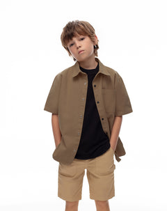 Bermuda regular drill algodón habano niño