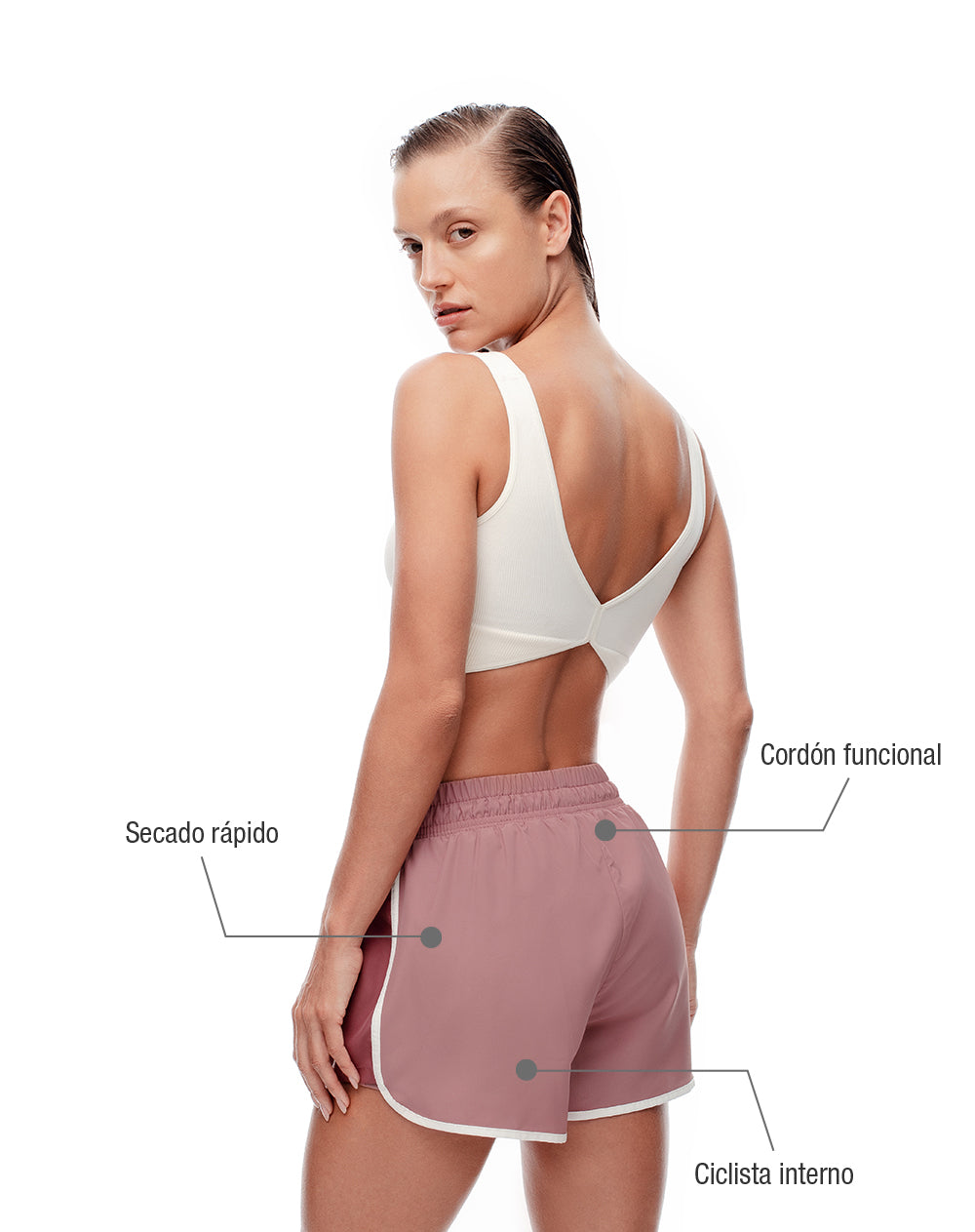 Short deportivo ciclista interno malva mujer