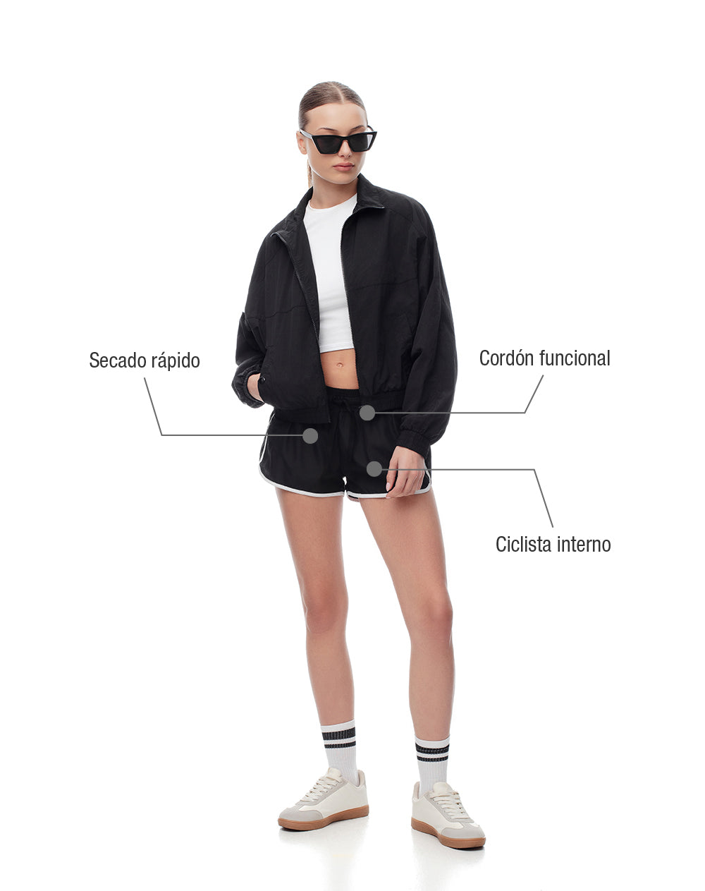 Short deportivo ciclista interno negro mujer