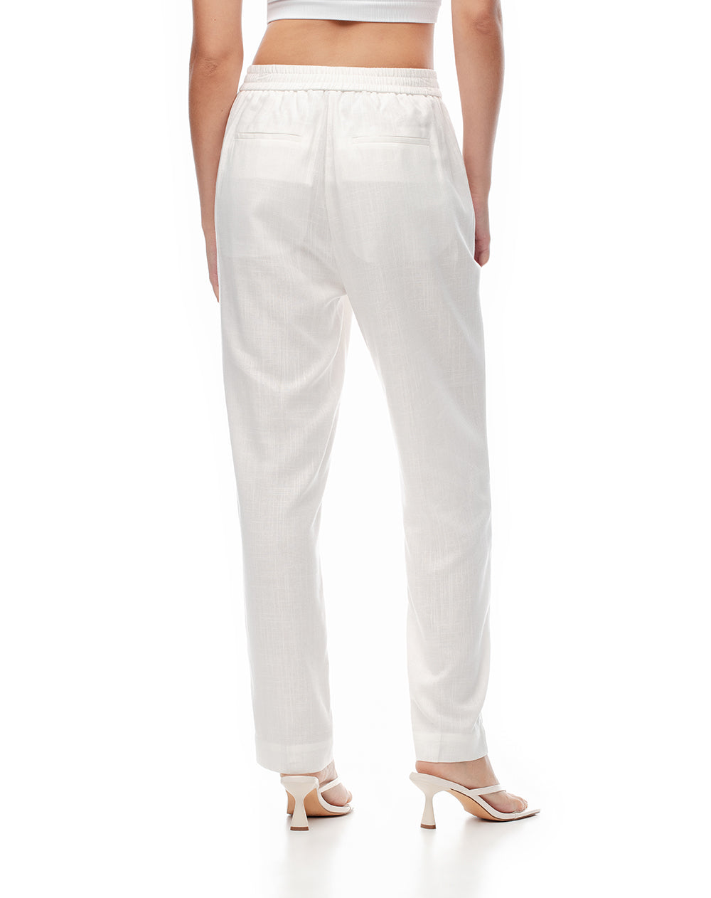 Pantalón regular alto blanco mujer
