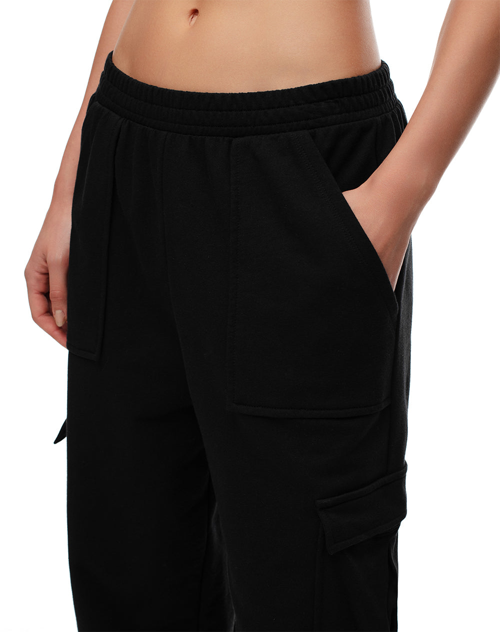 Jogger tiro medio algodón negro mujer