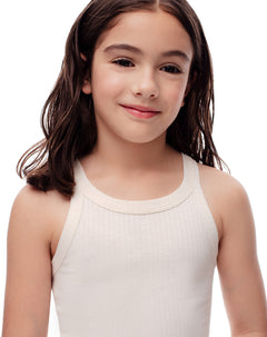 Crop top slim rib crema niña