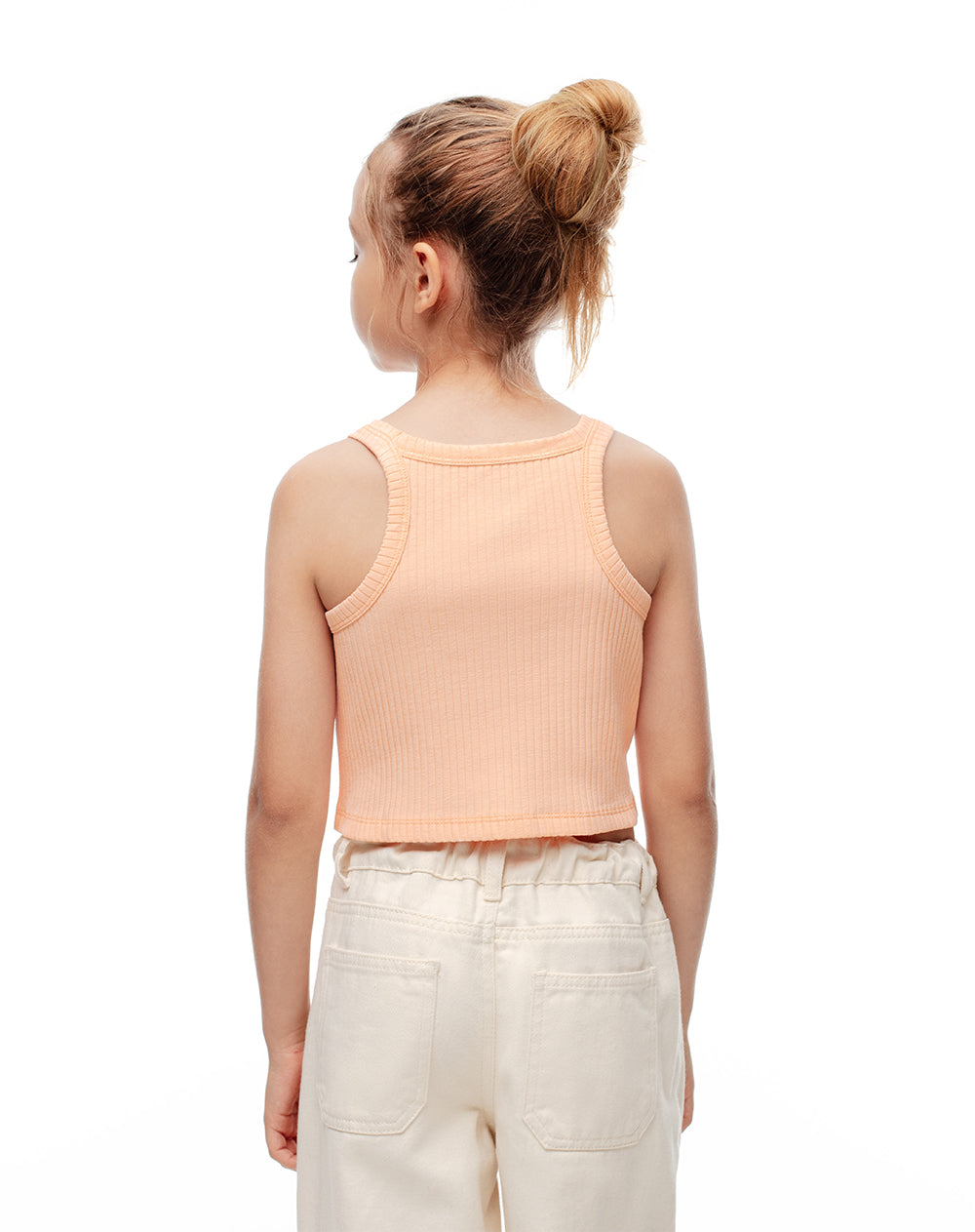 Camiseta esqueleto slim tejido de punto naranja niña