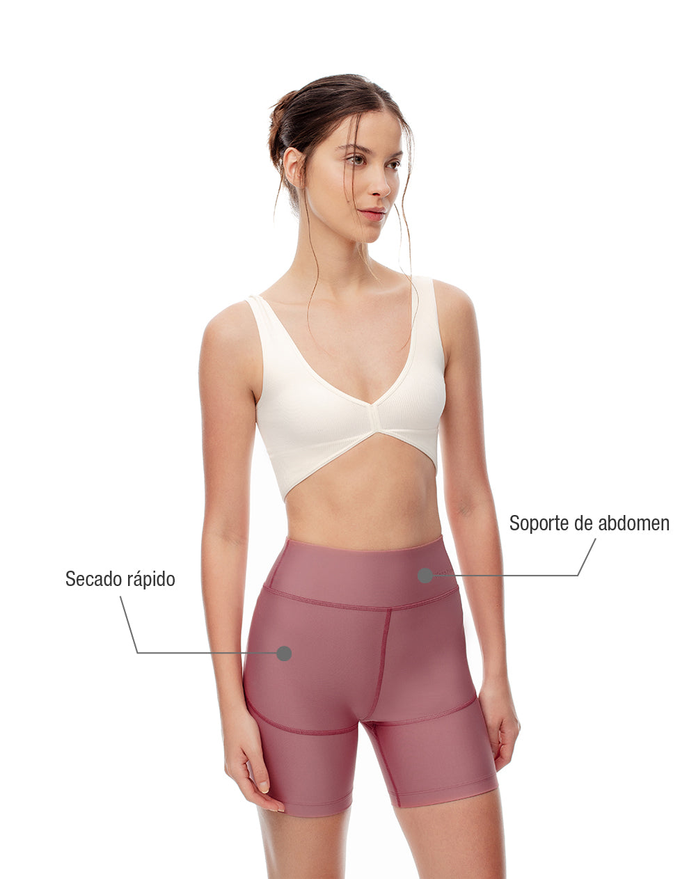 Biker deportivo soporte abdomen malva mujer