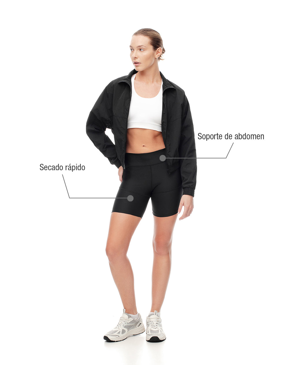 Biker deportivo soporte abdomen negro mujer